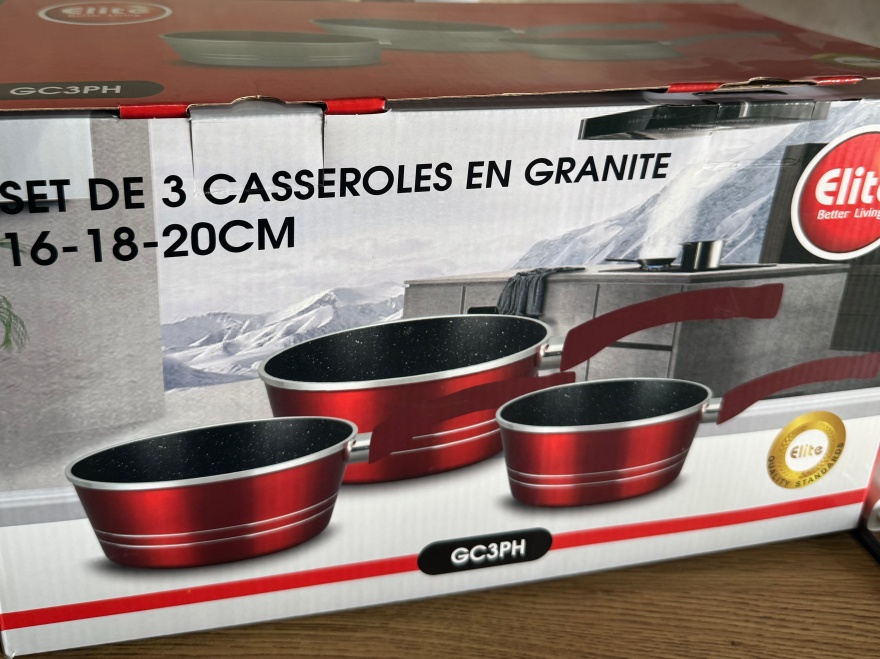Set de 3 casseroles en granite – Offre Tombola