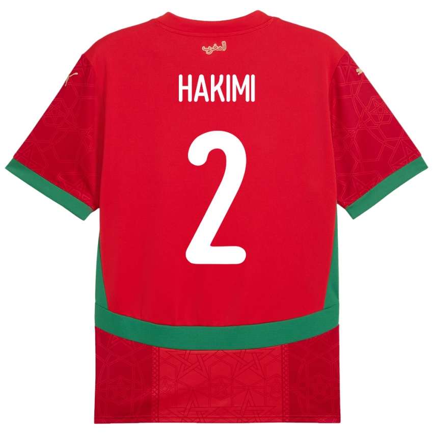T-Shirt Maillot équipe du Maroc Achraf Hakimi #2 Rouge